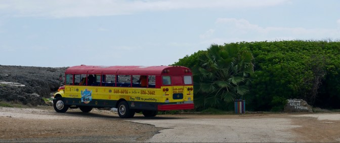 curacao irie tours bus at shete boka